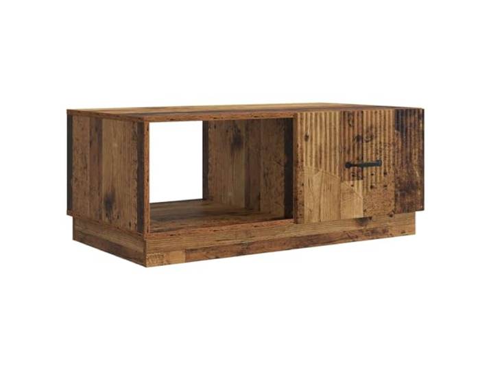 LKJephalotrope Couchtisch Altholz Optik 90x50x37 cm aus Holzwerkstoff Stilvoller Wohnzimmertisch mit 2 Staufächern, 90 Grad Pendeltüren und schwarzen Bargriffen für Zeitschriften und Deko.