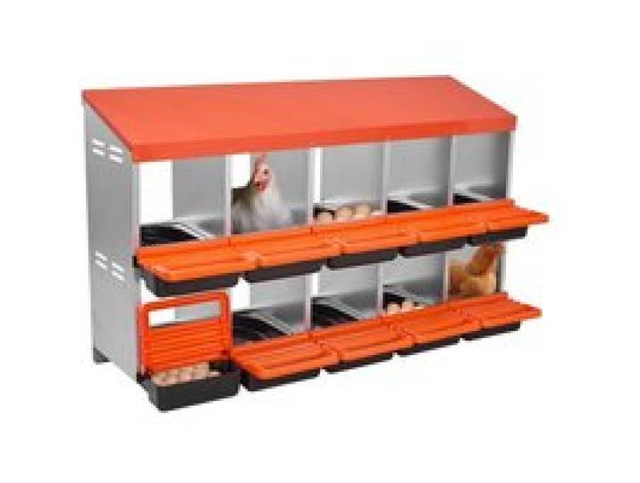VEVOR Legenest 10 Fächer, Abrollnest aus Metall mit schützenden Auffangdeckeln, ausrollbare Legebox, Hühnernest, ideal für Hühner, Enten, Hähnchen & anderes Geflügel, 1320x525x790 mm