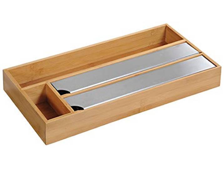 Kesper Folienspender Bambus, 4 Fächer, 42 x 19 x 5,4 cm 5804113 Zwei Folienspender mit Edelstahl-Abreißkanten und separaten Zusatzfächern