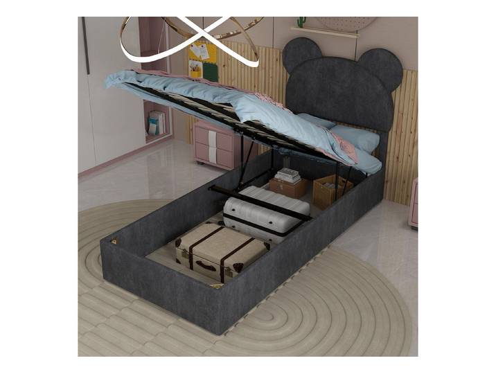 OYRREU Stauraumbett Soft Cartoon Design Headboard Furniture Storage Base with Gas Lift