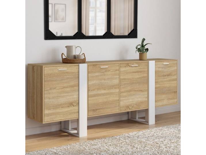 ID MARKET buffet PHOENIX 4 portes 200 cm Loft bois et blanc