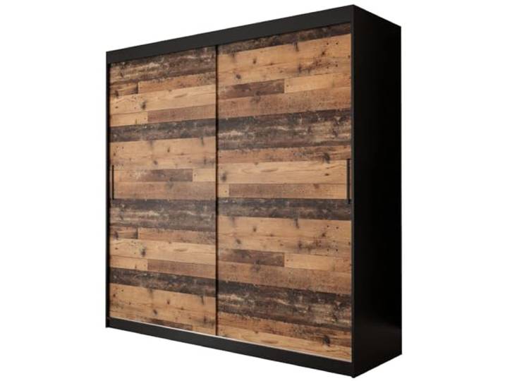 MEBLE KRYSPOL Schiebetürenschrank Old Style T Kleiderschrank - Wohnzimmerschrank Schiebetüren - Garderobenschrank - Schrank Schlafzimmer - Allzweckschrank - Natürlicher StilModern Design- 200 cm