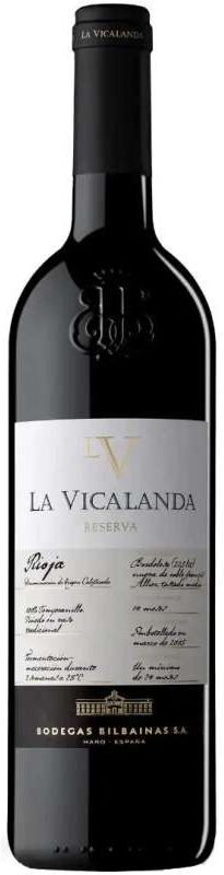 Bodegas Bilbaínas La Vicalanda Reserva 2019 - Vino Tinto D.O. Rioja 75 cl