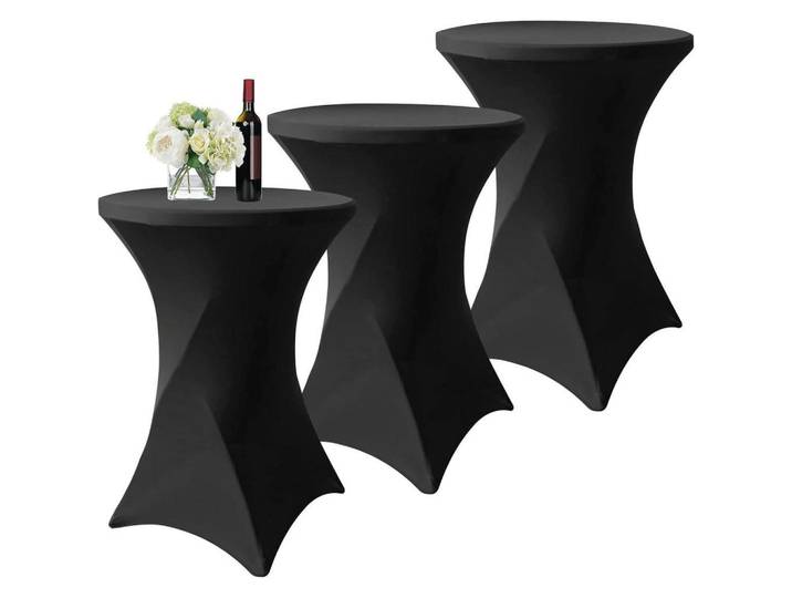 Stehtischhusse 3er-Set Schwarz 80 cm, 80x110 cm, Heimtextilien, Bezüge