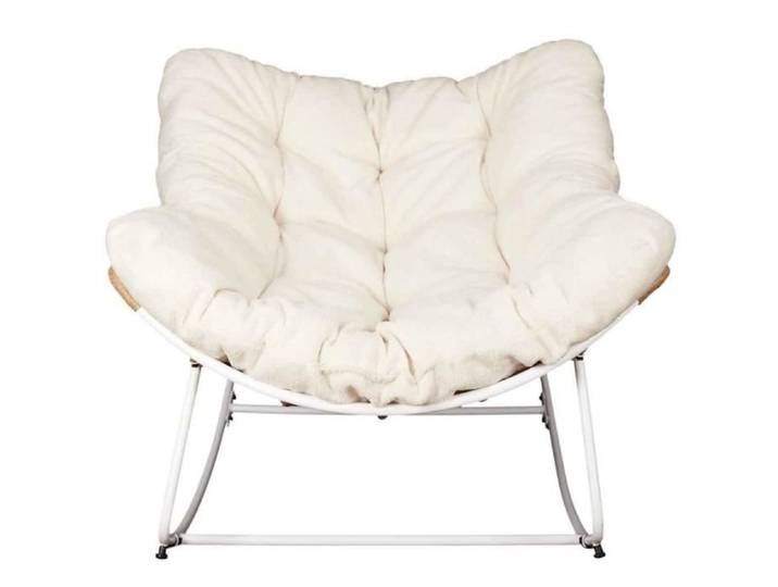 Fauteuil - HOME DECO FACTORY - Odin - Patchwork - À bascule - Blanc et Marron