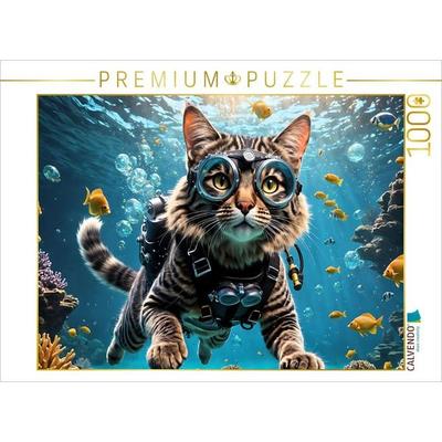 CALVENDO Puzzle Erfahrene Tauchkatze in tropischer Unterwasserwelt | 1000 Teile Lege-Größe 64x48cm Foto-Puzzle für glückliche Stunden, Sonstige von ,