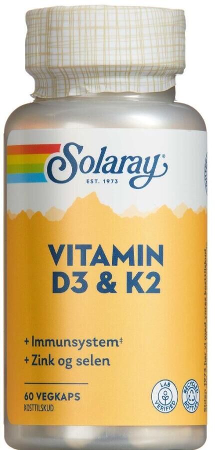 Solaray Vitamin D3 og K2 Kosttilskud 60 stk
