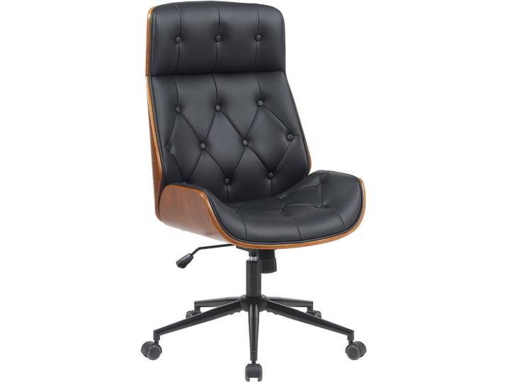 CLP Chefsessel Holz Schwarz, Metall, 58x112x66 cm, Büromöbel, Bürostühle, Chefsessel