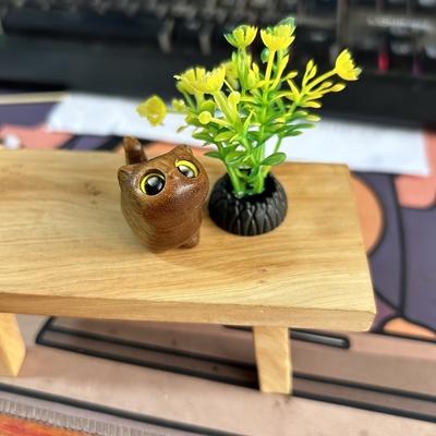 Multisell Products Hub Handcrafted Wooden Kitten Figurine Perfect Cat Decor & Gift Idea b