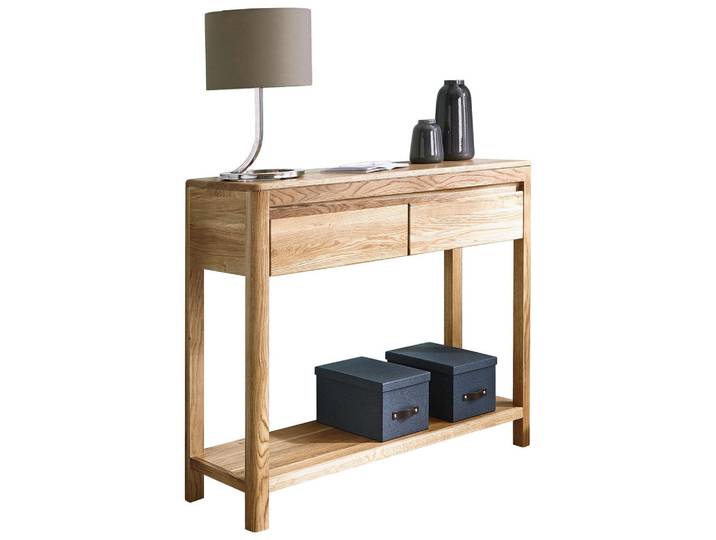 Konsolentisch, Eiche, Holz, Eiche, massiv, 2 Schublade(n) Schubladen, rechteckig, eckig, 33x78x90 cm, Wohnzimmer, Wohnzimmertische, Konsolentische