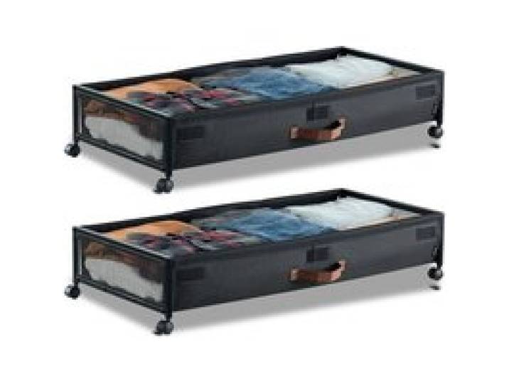 VEVOR Unterbettkommode Unterbettaufbewahrungstasche aus Oxford-Gewebe 2 Stk. rollbar (915 x 460 x 185 mm) Unterbettbehälter mit transparentem Deckel, mobile Aufbewahrungsbox für Kleidung Schuhe