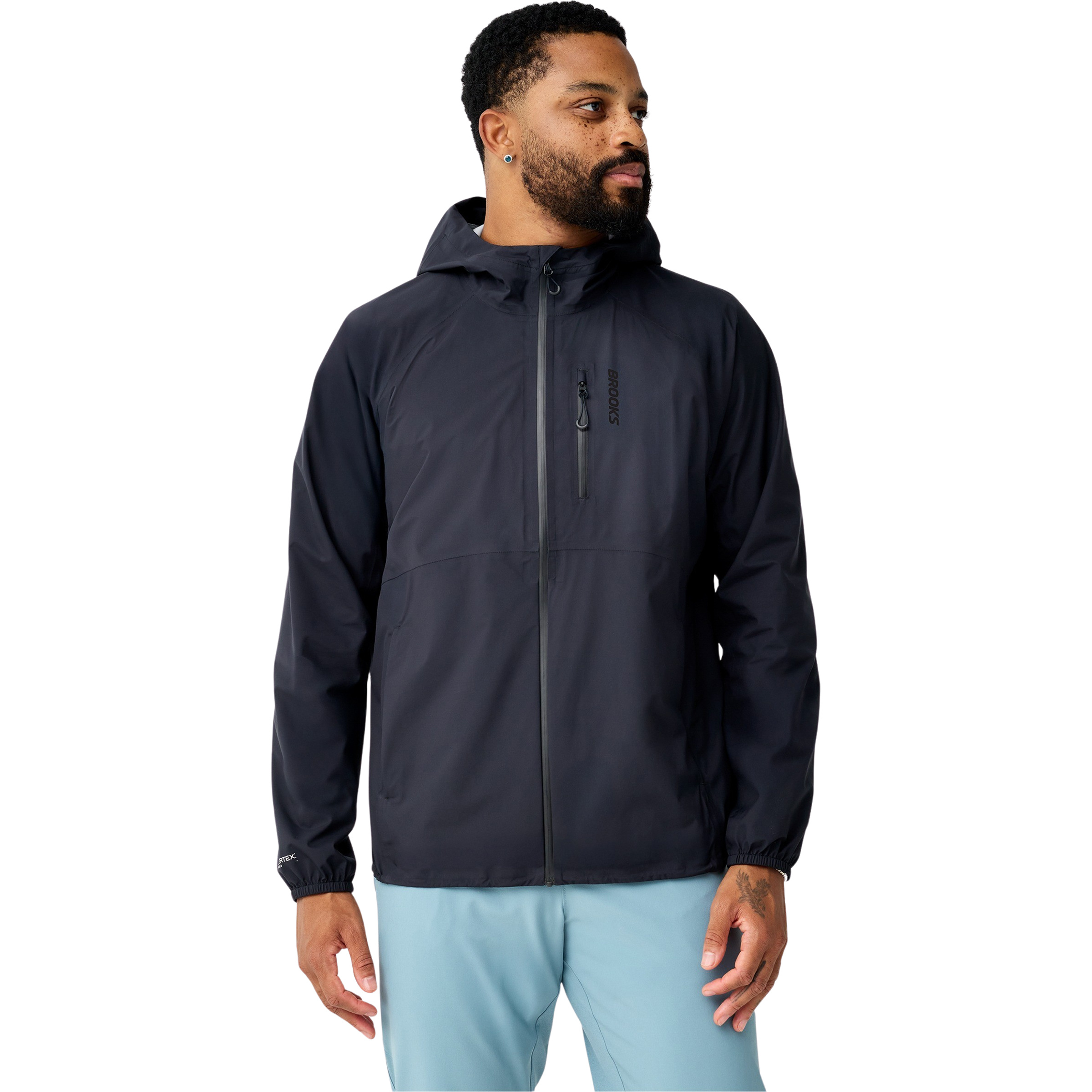 Brooks Canopy Waterproof Herren Regenjacke schwarz Größe L Laufen Atmungsaktiv Pertex