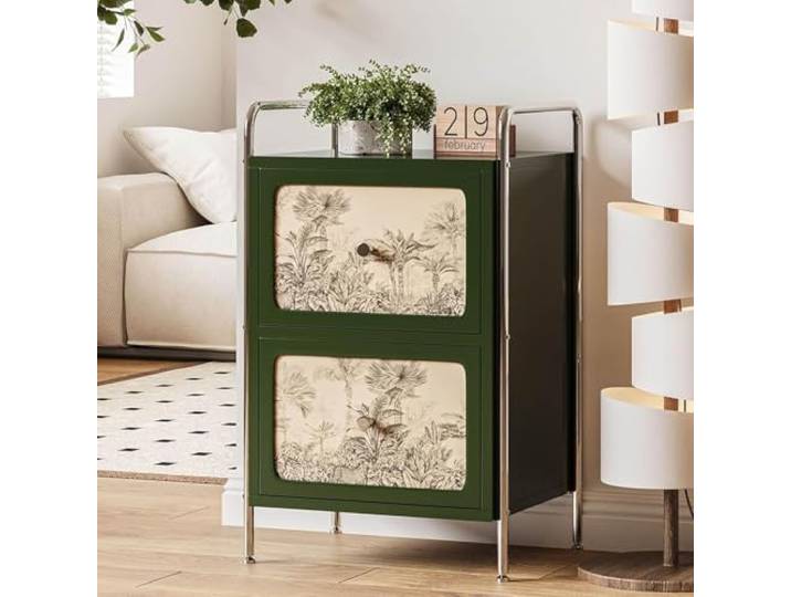 GLFNB Schlichter Nachttisch aus Holz mit Blumenmuster, Nachttisch im Kunststil, Wohnzimmer-Aufbewahrungsschrank, Nachttischmöbel für Schlafzimmer, Arbeitszimmer, Flur, A, 42 x 34 x 68 cm (17 x 13