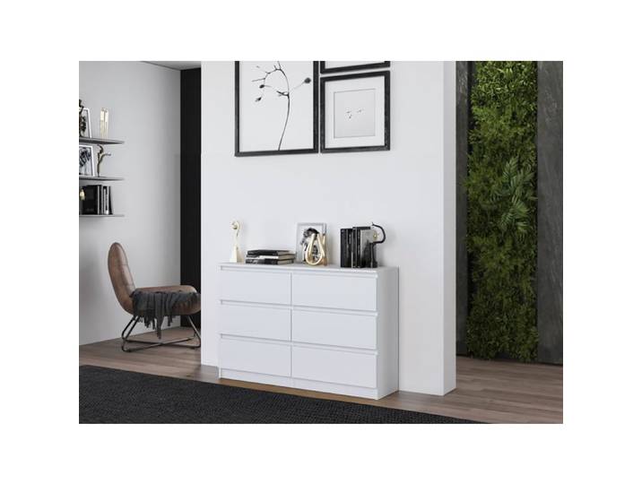 Commode à six tiroirs - MALWA - 120 cm - blanc