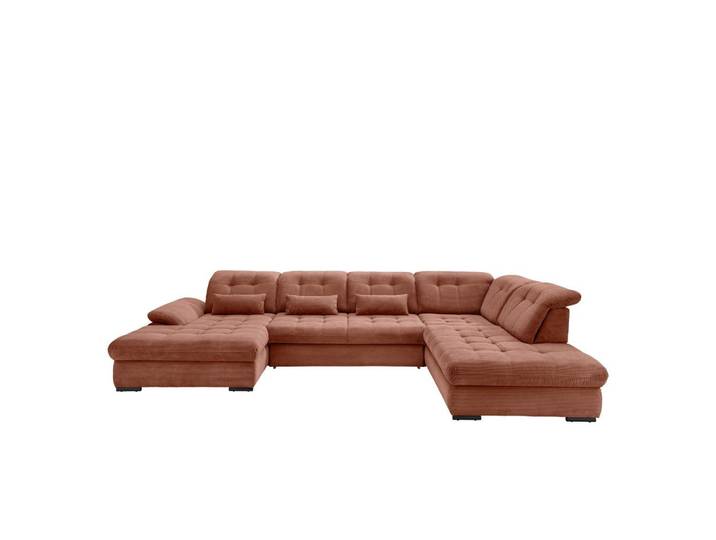 Wohnlandschaft mit Bettkasten Rigatti Koralle B: 387 cm