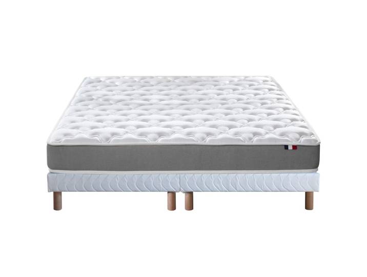 Ensemble matelas mousse ferme sommier blanc 160x200
