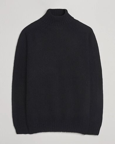 Harley Of Scotland Brushed Supersoft Lambswool Rollneck Black