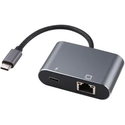 MicroConnect USB Typ-C zu (USB, USB-C, RJ45 (1x)), Netzwerk Adapter, Schwarz