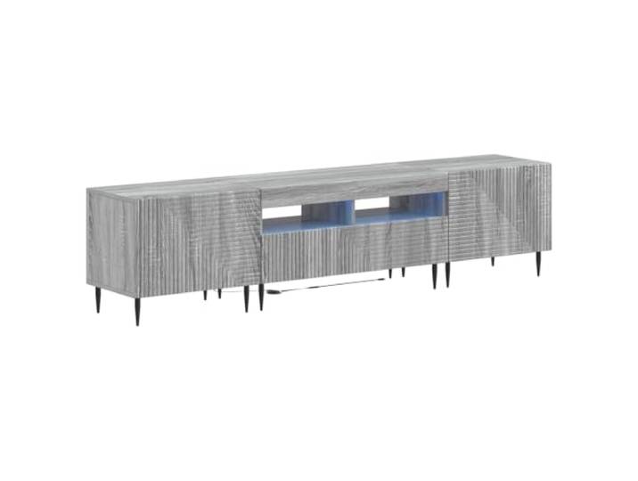 GKHPYURE TV-Möbel-Set Sonoma, 3-teilig, grau, aus technischem Holz Flexible LED-Leuchten, 90° drehbare Türen, schlankes Profil, Innenbereich, feuchtes Tuch, 29,84 kg
