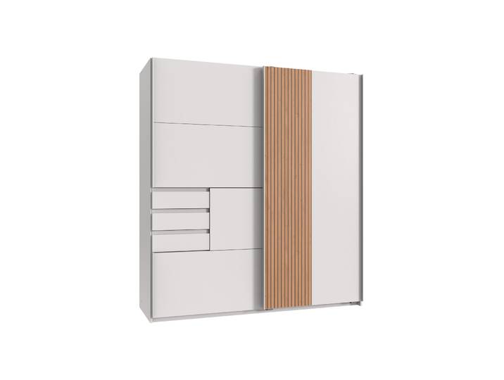 Kleiderschrank Nisan weiss/eiche Holzwerkstoff B 180 cm - Kleiderschrank