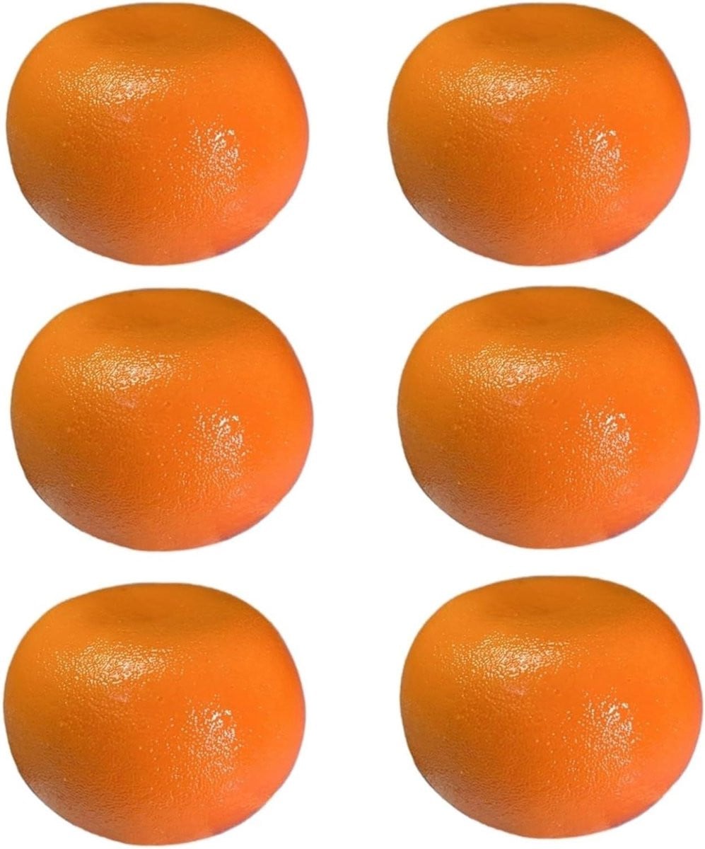 Set van 6 levensechte kunstsinaasappels voor decoratie, oranje