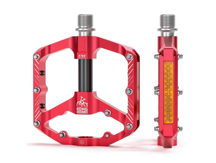 Fahrradpedale Plattformpedale mit Reflektoren Rot, Metall, 9.8x2x11.7 cm, Freizeit & Co, Sport & Fitness, Fahrräder, Fahrradzubehör