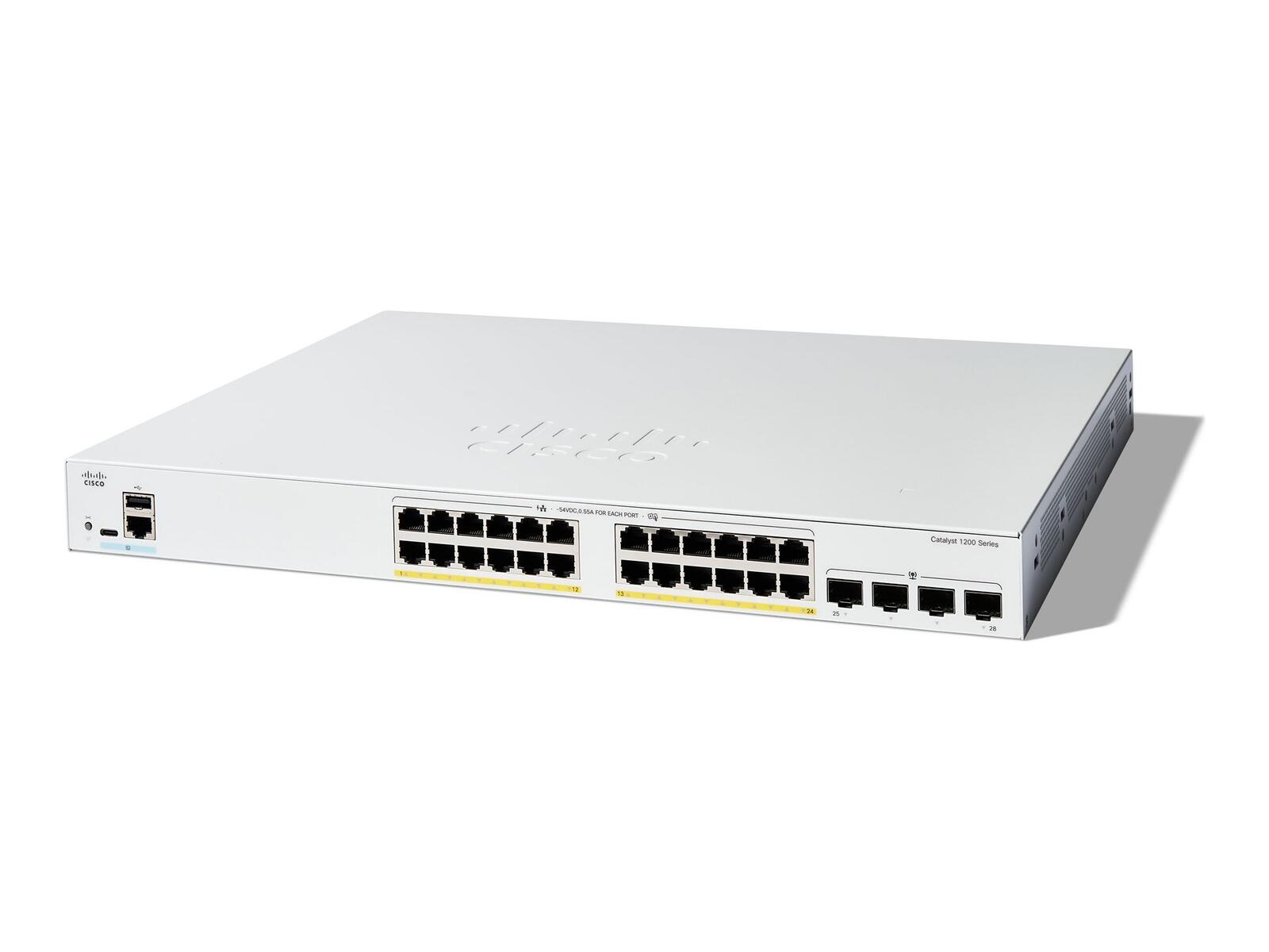 Cisco Catalyst C1200 Switch 24-Port 1 GbE 375W PoE+ managed L2 C1200-24FP-4G