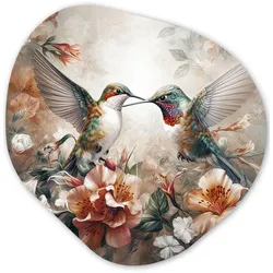 WANDBILD Kolibri - Vögel - Blumen - Natur Wandbild 60x60 cm