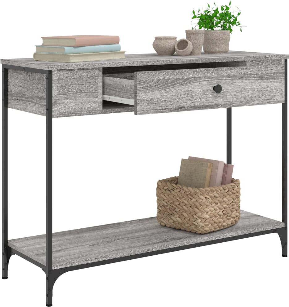 vidaXL Mesa consola madera de ingeniería gris Sonoma 100x34,5x75 cm Gris