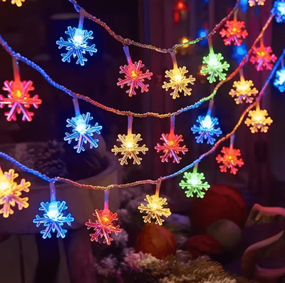 Inspire Curations LED Snowflake String Lights For Christmas Indoor Outdoor Decor rgb 3m20led
