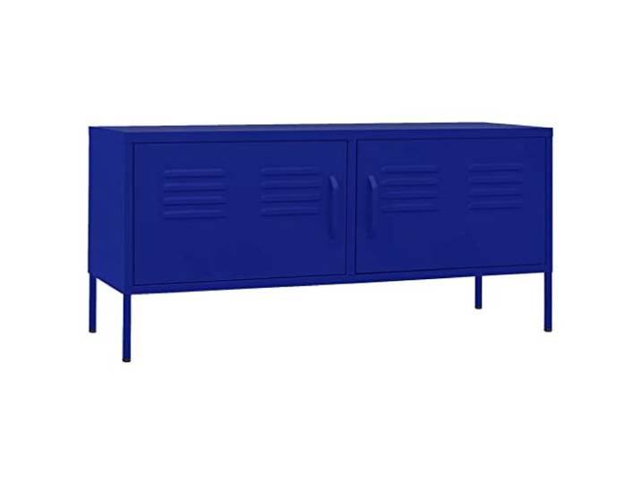 vidaXL TV Schrank mit 2 Türen Lowboard TV Möbel Tisch Board Sideboard Fernsehtisch Fernsehschrank HiFi-Schrank Marineblau 105x35x50cm Stahl
