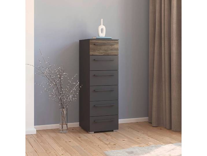 Commode Luana 40 x 119cm Noir/Graphite