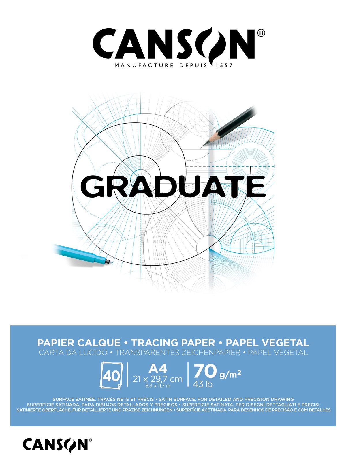 Canson Graduate Tracing Paper Pad Satin A3 70G 40 SH