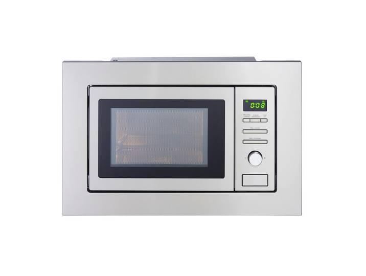 PKM Einbaumikrowelle, Edelstahlfarben, Metall, Glas, 59.5x38.2x34.4 cm, Garraumbeleuchtung, elektronisches Bedienfeld, LED-Display, Auftaufunktion, digitaler Timer, Automatik-Kochprogramme, Timerfunktion, Kindersicherung, Küchen, Küchenelektrogeräte, Mikrowellen