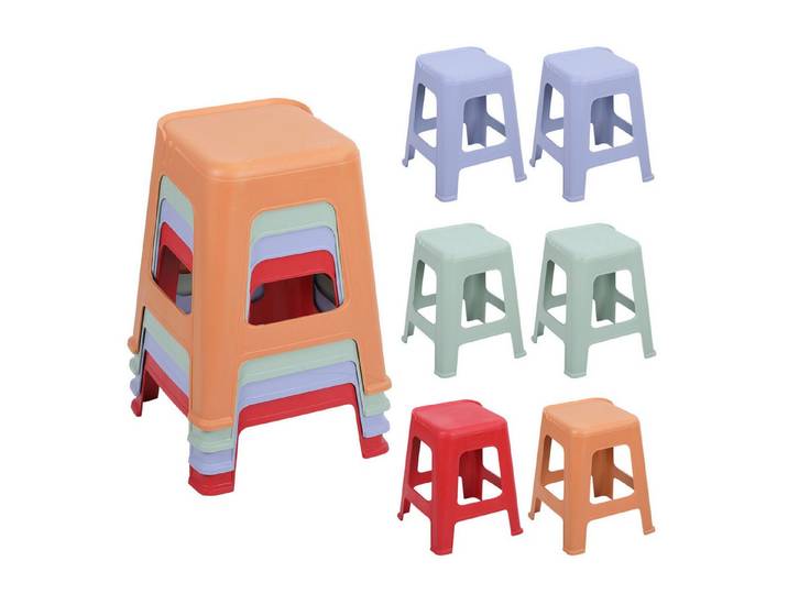 Rutaqian Sitzhocker 10 stapelbare Hocker für Klassenzimmer, 47 cm hoch, Kunststoffhocker, Tragbare Stühle ohne Rückenlehne für Klassenzimmer Büro und Zuhause