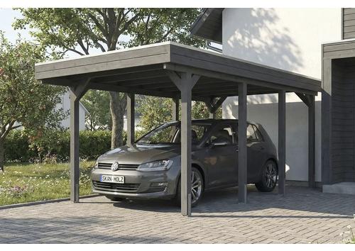 Einzelcarport SKAN HOLZ Friesland inkl. Pfostenanker, EPDM Folie 320 x 555 cm schiefergrau
