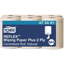 Tork Putztuchrollen Reflex™ Advanced M4 2-lagig natur, 429 Blätter, 6 Rollen, Haushaltspapier