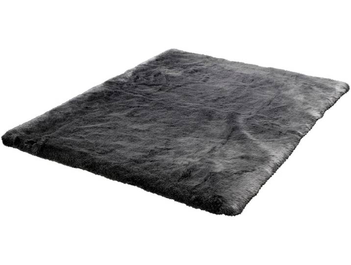 Fellteppich OBSESSION My Samba 495 , grau (anthrazit), B:160cm H:40mm L:230cm, Kunstfaser, Teppiche, Fellteppich, Kunstfell, handgetuftet, changierende Farben, Hochflor, auch in rund