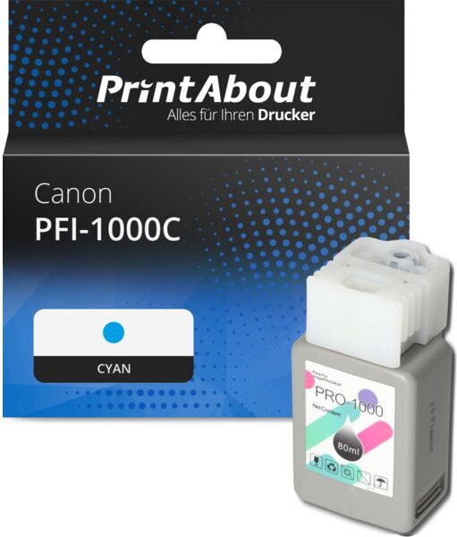 PrintAbout Druckerpatrone kompatibel mit Canon PFI-1000C - Cyan