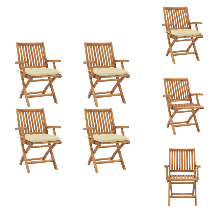 vidaXL Klappbare Gartenstühle mit Kissen 4 Stk. Massivholz Teak - Gartenstühle