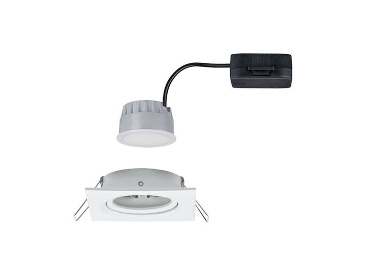 Paulmann LED-Spot Nova Coin eckig dimmbar weiß matt 2.700 K Coin,, weiß / opal, für Flurbereich, Aluminium, Modern, Einbaustrahler