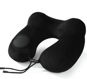 Inspire Essentials Press And Inflate Portable Neck Pillow For Travel And Outdoor Comfort black
