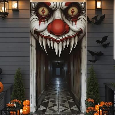 On Spot Shop Ultimate Spooky Witch & Zombie Halloween Door Cover, Indoor Outdoor Haunted House Wall Decor With 2D Scene Ultimate Spooky Witch & Zombie Halloween Door Cover, Indoor Outdoor Haunted House Wall Decor With 2D Scene