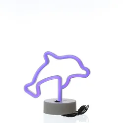 SATISFIRE LED Neonlicht DELFIN Neonschild Leuchtfigur USB Batterie 19cm blau