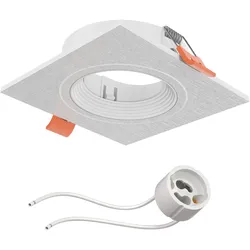 ledscom.de Decken- Einbaurahmen KUN, eckig, schwenkbar (MR16/PAR16/50mm) + GU10 Fassung