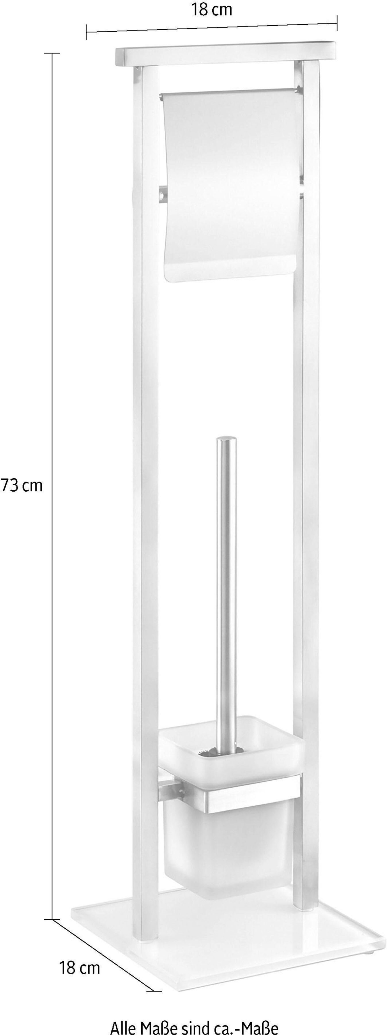 WC-Garnitur WENKO "Debar", weiss (weiß), B:18cm H:73cm, Edelstahl, Glas, Reinigungsbürsten, WC-Garnitur, Stand WC-Garnitur weiß Einheitsgröße