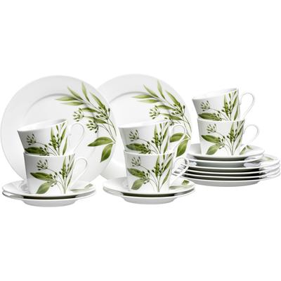 Kaffeeservice RITZENHOFF & BREKER "Evora", grün, 18 Stk., Porzellan, Geschirr-Sets, Kaffeeservice, Geschirr-Set mit Botanik-Motiv