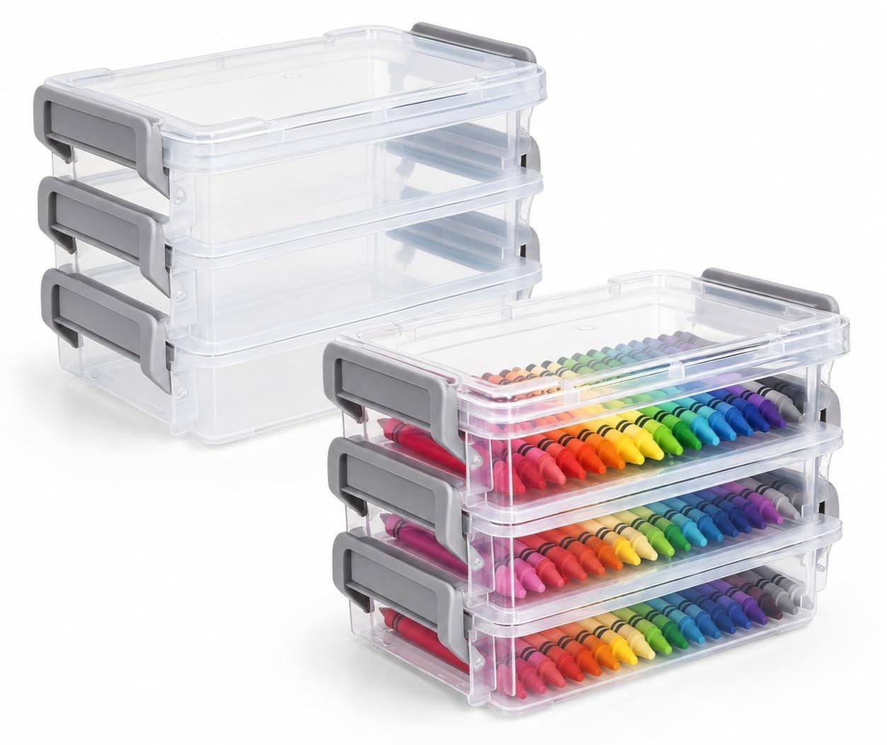 Dripio Stapelbare Opbergboxen met Deksel, Set van 2, Kunststof