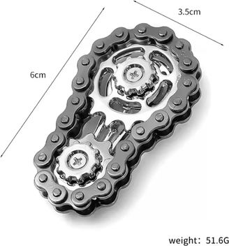 Inspire Curations Metal Gear Fidget Spinner Metal Fidget Spinner Stress Relief Desk Toy For Adults black Chain 1pcs