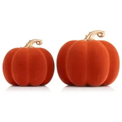 ABELLA Casa 2 Deko-Kürbisse Samt-Oberfläche Ø 15cm & 18cm